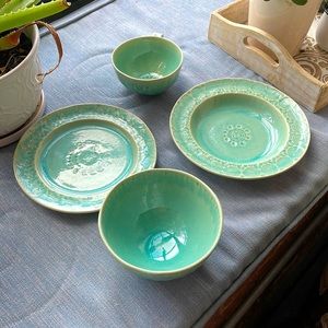 Anthropologie Old Havana Dish Set (Soup and Cereal Bowls, Side Plate, & Mug)